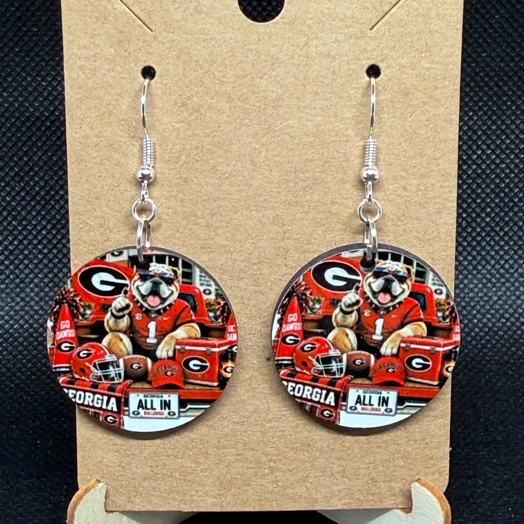 Georgia Bulldogs Game Day Tailgate Wooden Dangle Earrings
